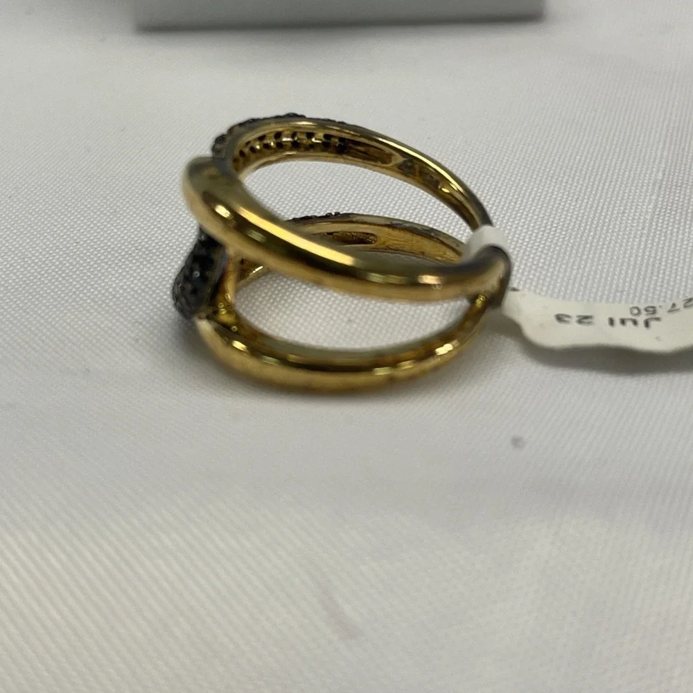 bellezza ring Black Spinel Gold Toned STONE Missing